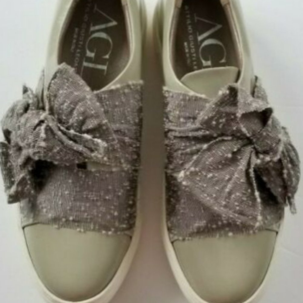 AGL patent leather platform slip-on sneaker w/ bow